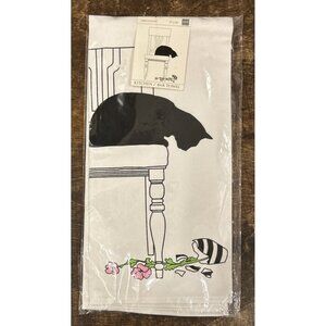 PPD Black Cat Vase 18" x 26" Kitchen Towel Susan Boettcher New with Tags
